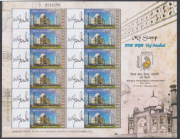 Inde India 2011 MNH MYSTAMP Sheet Taj Mahal, Indipex Stamp Exhibition, Mahatma Gandhi, Full Sheet - Unused Stamps