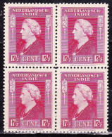 Ned. Indië: 1945-46 Koningin Wilhelmina 17½ Cent Karmijn In Postfris Blok Van 4 NVPH 311 - India Holandeses