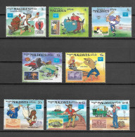 Disney Set Maldives 1986 US Stamps And Disney Portrayals Of American Legends MNH - Disney