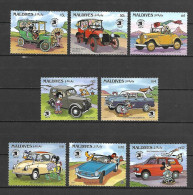 Disney Set Maldives 1989 Disney Characters In Japanese Cars MNH - Disney