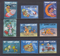 Disney Set Saint Lucia 1980 Space - 10th Anniversary Of MoonWalk MNH - Disney