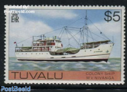 Tuvalu 1976 $5, No WM, Stamp Out Of Set, Mint NH, Transport - Ships And Boats - Bateaux