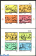 Hungary 1978 Explorers 2 S/s Imperforated, Mint NH, History - Transport - Explorers - Ships And Boats - Nuovi