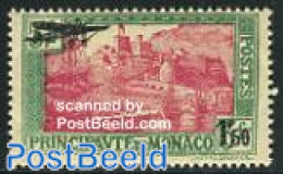 Monaco 1933 Airmail Overprint 1v, Mint NH, Transport - Aircraft & Aviation - Art - Castles & Fortifications - Nuevos