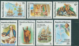 Maldives 1978 James Cook 7v, Mint NH, History - Transport - Various - Explorers - Ships And Boats - Maps - Explorers