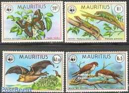 Mauritius 1978 WWF, Animals 4v, Mint NH, Nature - Bats - Birds - Birds Of Prey - Butterflies - Reptiles - World Wildli.. - Mauricio (1968-...)