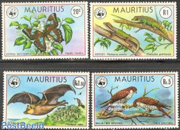 Mauritius 1978 WWF, Animals 4v, Mint NH, Nature - Bats - Birds - Birds Of Prey - Butterflies - Reptiles - World Wildli.. - Mauritius (1968-...)