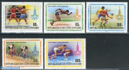 Ivory Coast 1979 Olympic Games Moscow 5v, Mint NH, Sport - Athletics - Boxing - Cycling - Football - Olympic Games - Nuovi