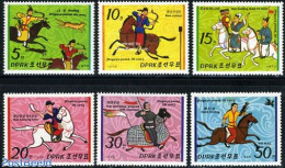 Korea, North 1979 Koguryo People 6v, Mint NH, History - Nature - Knights - Birds - Horses - Hunting - Corée Du Nord