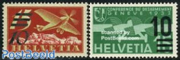 Switzerland 1935 Airmail Overprints 2v, Mint NH, Transport - Aircraft & Aviation - Unused Stamps