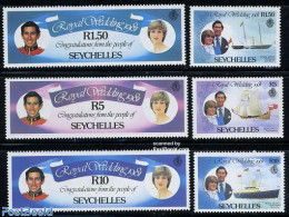 Seychelles 1981 Royal Wedding 6v, Mint NH, History - Transport - Charles & Diana - Kings & Queens (Royalty) - Ships An.. - Familias Reales