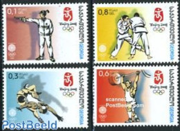 Georgia 2008 Beijing Olympics 4v, Mint NH, Sport - Judo - Olympic Games - Shooting Sports - Weightlifting - Tiro (armi)