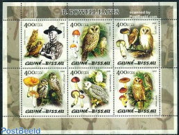 Guinea Bissau 2005 Boys Scouts 6v M/s, Owls, Mushrooms, Mint NH, Nature - Sport - Birds - Birds Of Prey - Mushrooms - .. - Funghi
