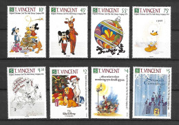 Disney Set St Vincent 1991 Christmas Cards MNH - Disney