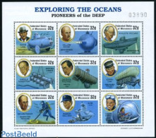 Micronesia 1997 Deepsea Explorers 9v M/s, Mint NH, Nature - Sport - Transport - Fish - Diving - Ships And Boats - Poissons