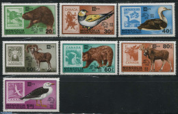Mongolia 1978 Capex 78 7v, Mint NH, Nature - Animals (others & Mixed) - Bears - Birds - Ducks - Stamps On Stamps - Postzegels Op Postzegels