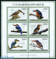 Comoros 2009 Kingfishers 6v M/s, Mint NH, Nature - Various - Birds - Fish - Fische