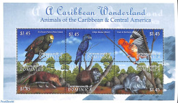 Dominica 2001 Animals 6v M/s, Mint NH, Nature - Animals (others & Mixed) - Birds - Parrots - Dominican Republic