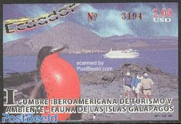 Ecuador 2002 Tourism/fauna S/s, Mint NH, Nature - Transport - Birds - Ships And Boats - Bateaux