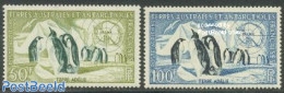 French Antarctic Territory 1956 Airmail, Penguin 2v, Unused (hinged), Nature - Science - Various - Birds - Penguins - .. - Nuovi