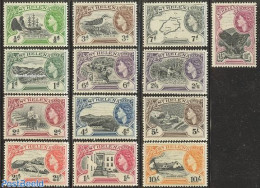 Saint Helena 1953 Definitives 13v, Unused (hinged), Nature - Transport - Various - Birds - Ships And Boats - Maps - Barche