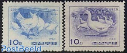 Korea, North 1969 Poultry 2v, Mint NH, Nature - Birds - Poultry - Geese - Corea Del Nord