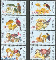 Mongolia 2002 Birds & Mushrooms 8v, Mint NH, Nature - Birds - Birds Of Prey - Mushrooms - Champignons