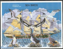 Tanzania 1999 Sea Birds 9v M/s, Manx Sh., Mint NH, Nature - Transport - Birds - Ships And Boats - Barche