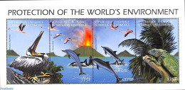 Comoros 1999 Environment 4v M/s, Brown Pelican, Mint NH, Nature - Animals (others & Mixed) - Birds - Sea Mammals - Isole Comore (1975-...)