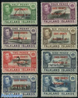 South Georgia / Falklands Dep. 1944 South Orkneys, Definitives 8v, Unused (hinged), Nature - Transport - Birds - Cattl.. - Barche