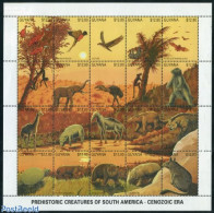 Guyana 1990 Prehistoric Animals 20v M/s, Mint NH, Nature - Birds - Prehistoric Animals - Préhistoriques