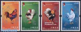 Hong Kong 2005 Year Of The Rooster 4v, Mint NH, Nature - Various - Birds - Poultry - New Year - Nuevos