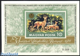 Hungary 1971 Hunting Exhibition S/s Imperforated, Mint NH, Nature - Animals (others & Mixed) - Deer - Flowers & Plants.. - Nuovi