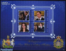 Saint Kitts/Nevis 2011 Royal Wedding, William & Kate 4v M/s, Mint NH, History - Kings & Queens (Royalty) - Familias Reales