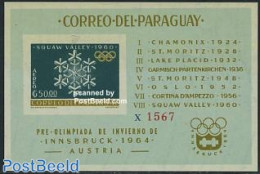 Paraguay 1963 Olympic Winter Games History S/s Imperforated, Mint NH, Sport - Olympic Winter Games - Paraguay