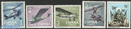 Spain 1961 Aviation 5v, Mint NH, Nature - Transport - Birds - Helicopters - Aircraft & Aviation - Swans - Unused Stamps