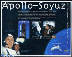Dominica 2000 Apollo-Soyuz 3v M/s, Mint NH, Transport - Space Exploration - Dominican Republic