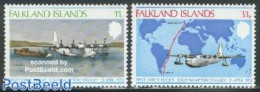 Falkland Islands 1978 Southampton/Stanley Flight 2v, Mint NH, History - Nature - Transport - Various - History - Water.. - Avions