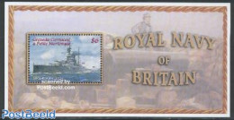 Grenada Grenadines 2001 Royal Navy, HMS Repulse S/s, Mint NH, Transport - Ships And Boats - Art - Paintings - Barcos