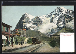 AK Station Wengernalp Der Bergbahn, Blick Auf Eiger Und Mönch  - Andere & Zonder Classificatie