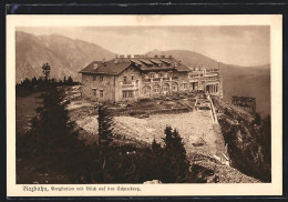 AK Rax, Bahnhof Der Raxbahn Mit Blick Auf Den Schneeberg  - Autres & Non Classés