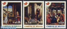 Bolivia 1995 Christmas 3v, Mint NH, Religion - Angels - Christmas - Art - Paintings - Cristianesimo