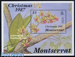 Montserrat 1987 Christmas, Orchids S/s, Mint NH, Nature - Religion - Flowers & Plants - Orchids - Christmas - Navidad