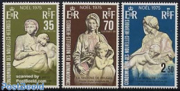 New Hebrides 1975 Christmas 3v F, Mint NH, Religion - Christmas - Art - Michelangelo - Sculpture - Unused Stamps