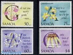 Samoa 1992 Christmas, Orchids 4v, Mint NH, Nature - Religion - Flowers & Plants - Orchids - Christmas - Natale