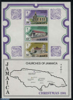 Jamaica 1981 Christmas S/s, Mint NH, Religion - Christmas - Churches, Temples, Mosques, Synagogues - Natale