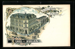 Lithographie Hüllen / Gelsenkirchen, Restauration Kaiserhof  - Gelsenkirchen