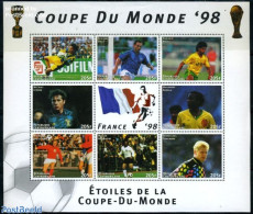 Central Africa 1998 World Cup Football France 8v M/s, Mint NH, Sport - Football - Repubblica Centroafricana