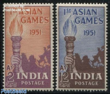 India 1951 Asian Games 2v, Unused (hinged), Sport - Sport (other And Mixed) - Ongebruikt