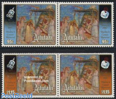 Aitutaki 1985 Halleys Comet 2x2v [:], Mint NH, Nature - Religion - Science - Transport - Horses - Christmas - Astronom.. - Navidad